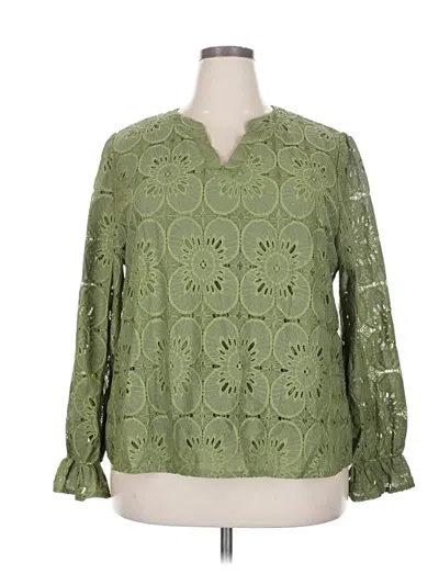 Pre-owned Rumia 3/4 Sleeve Blouse In Green