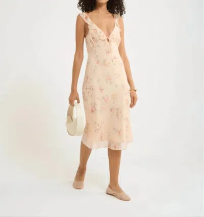 Rumored Butterfly Midi Dress In Pink Multi Floral In Neutral