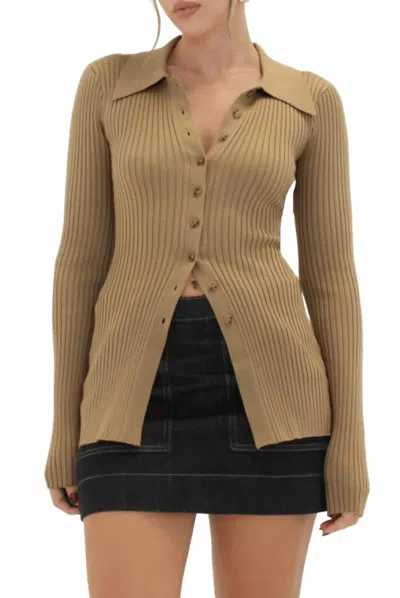Rumored Button Up Top In Sage In Brown