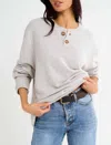 Rumored Carmel Henley Cotton Sweater In Fog In Multi