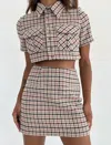 Rumored Coco Top In Newbury Plaid Tweed In Beige