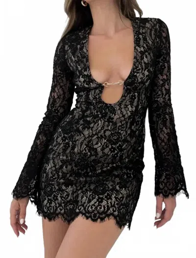 Rumored Fools Rush Mini Dress In Black Lace