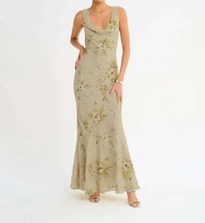 Rumored Hollywood Cowl Neck Gown In Seabreeze Tropic In Multi