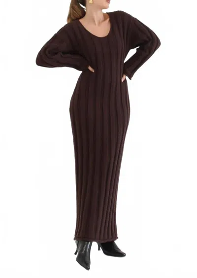 Rumored Missoula Maxi Knit Dress In Espresso In Brown