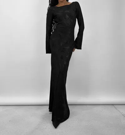 Rumored Open Back Floral Textured Maxi Dress In Black