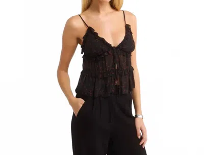 Rumored Samba Ruffled Strappy Camisole Top In Black
