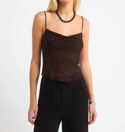 Rumored Santeria Cowl Neck Top In Leopard In Black