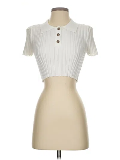 Rumored Short Sleeve Top White Collared Neckline Tops
