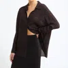 Rumored Stevie Button Up Top In Leopard Print In Black