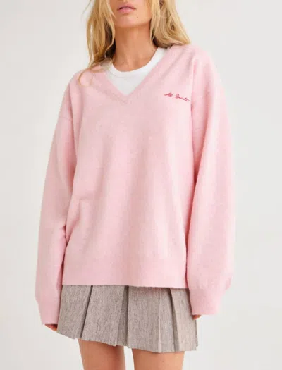 Rumored Vail Al Dente V-neck Sweater In Pink