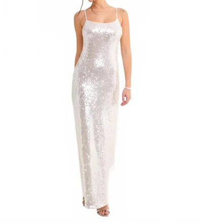 Rumored Vintage Sequin Slip Maxi Dress In Prosecco In Silver