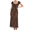 Rumored Women's Victorian Midi Dress In Black Chantilly In Black