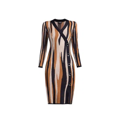 Rumour London Women's Amara Jacquard-knit Dress With Animal Pattern And Button Detail In Multi