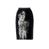 RUMOUR LONDON WOMEN'S BLACK HANNA SEQUINNED VELVET PENCIL SKIRT