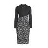 Rumour London Women's Black Michelle Tailored Dress With Contrasting Contour Jacquard Skirt In Black