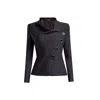 Rumour London Women's Black Richmond Jacquard Jersey Tailored Jacket With Asymmetric Buttoning In Black