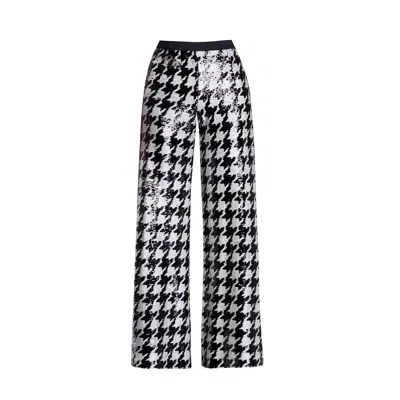 Rumour London Women's Black / White Celine Sequinned Wide Leg Trousers In Black/white