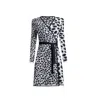 Rumour London Women's Black / White Savannah Jacquard-knit Wrap Dress With Animal Pattern In Monochrome In Black/white