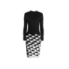 RUMOUR LONDON WOMEN'S BLACK / WHITE SEA & SKY KNITTED JACQUARD DRESS IN BLACK AND WHITE