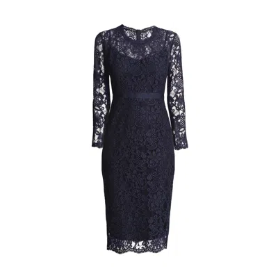 Rumour London Women's Blue Chiara Long Sleeve Lace Dress In Navy