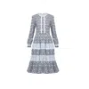 Rumour London Women's Blue Eliza Poplin Midi Dress With Embroidered Trim In Liberty Print In Blue