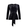 Rumour London Women's Evelyn Velvet Wrap Jacket With Self-tie Sash In Black In Black