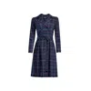 Rumour London Women's Green / Blue / Grey Annabel Tartan Double-breasted Dress With Pleated Back In Green/blue/grey