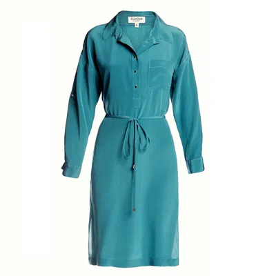 Rumour London Women's Green Boheme Silk Crepe De Chine Shirt Dress