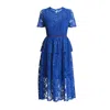 Rumour London Women's Lucia Lace Midi Dress With Peplum In Azure Blue In Blue