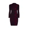 RUMOUR LONDON WOMEN'S LUNA TWO-TONE RIBBED KNIT DRESS WITH GRAPHIC DETAIL IN RED
