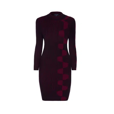 Rumour London Women's Luna Two-tone Ribbed Knit Dress With Graphic Detail In Red