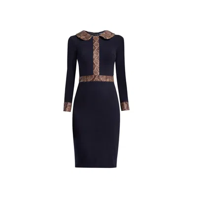 Rumour London Women's Lynn Black Jersey Dress With Snake-effect Trim