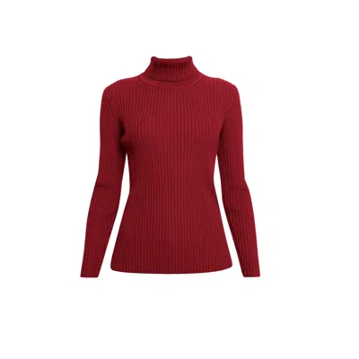 Rumour London Women's Mia Red Ribbed Turtleneck Sweater