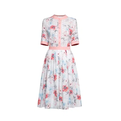 Rumour London Women's Pink / Purple Toscana Floral Print Broderie Anglaise Midi Dress In Pink In Pink/purple