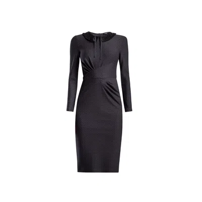 Rumour London Women's Rebecca Black Soft Jersey Dress With Waistline Drapes And A Detachable Collar