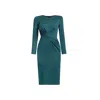 Rumour London Women's Rebecca Green Soft Jersey Dress With Waistline Drapes In Green
