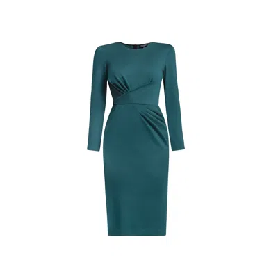 Rumour London Women's Rebecca Green Soft Jersey Dress With Waistline Drapes
