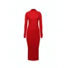 Rumour London Adriana Maxi Ribbed Wool Dress In Scarlet In Red