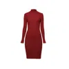 Rumour London Andrea Ribbed Wool Midi Dress In Burgundy In Red