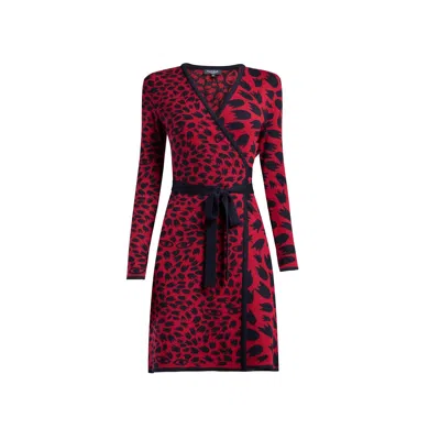 Rumour London Women's Red / Black Savannah Jacquard-knit Wrap Dress With Animal Pattern In Red In Red/black