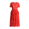 Rumour London Women's Red Lucia Lace Midi Dress With Peplum In Scarlet In Red