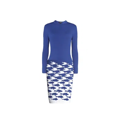 Rumour London Women's Sea & Sky Knitted Jacquard Dress In Azure Blue