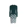 Rumour London Women's Sea & Sky Knitted Jacquard Dress In Forest Green In Green