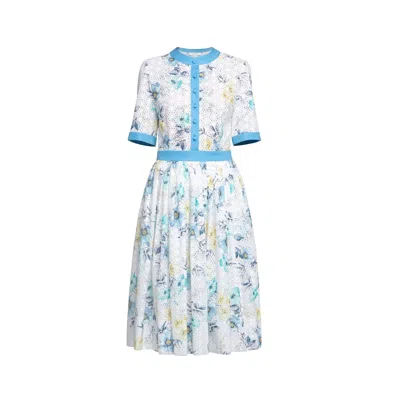 Rumour London Women's Toscana Floral Print Broderie Anglaise Midi Dress In Blue