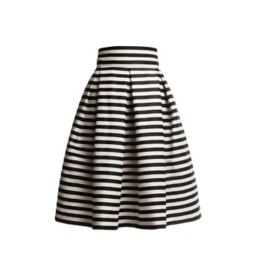 Rumour London Women's White / Black Amalfi Striped Midi Skirt Black & White In Multi