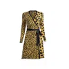 Rumour London Women's Yellow / Orange / Black Savannah Jacquard-knit Wrap Dress With Animal Pattern In Yellow In Yellow/orange/black