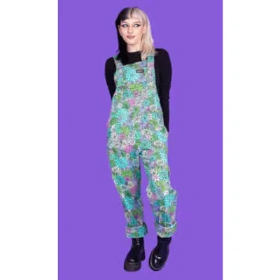 Run And Fly Succulents Twill Dungarees In Multi