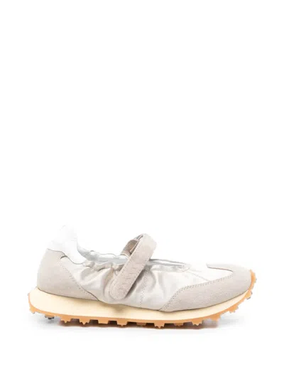 Run Of Bambola Touch-strap Suede-panel Sneakers In Gold