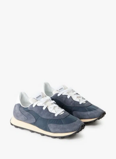 Run Of Baskets Crantées En Cuir Mélangé In Blue