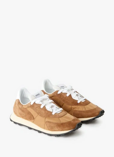 Run Of Baskets Crantées En Cuir Mélangé In Brown